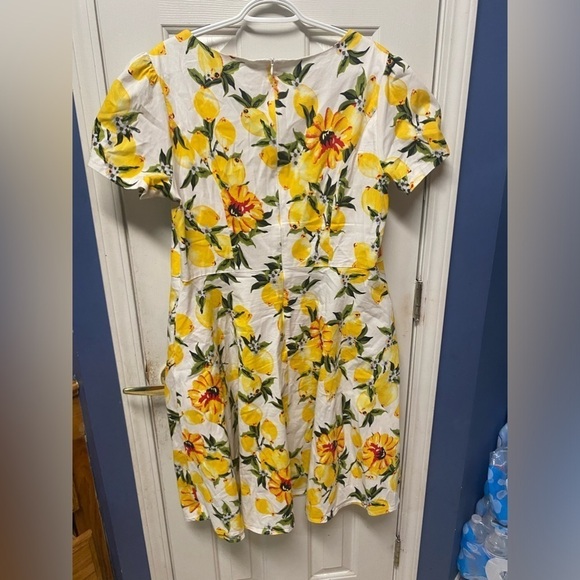 Women's 1950s Vintage Wrap swoop Neck Half Sleeve Retro Cocktail Swing Dress 3XL - Picture 3 of 10